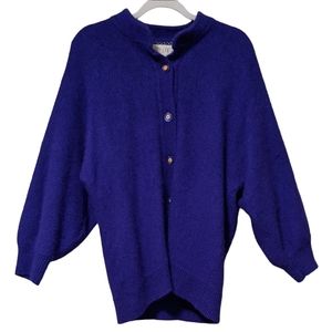 Vintage Belldini mohair blend decorative buttons shoulder pads cardigan S